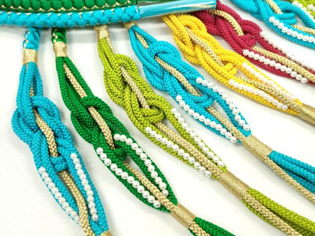 平和屋着物●和装小物　振袖用飾り付き帯締め１０本セット　パール　金糸　切り房　逸品　未使用　CAAX8071ju 平和屋着物○和装小物 振袖用飾り付き帯締め10本セット パール 金糸