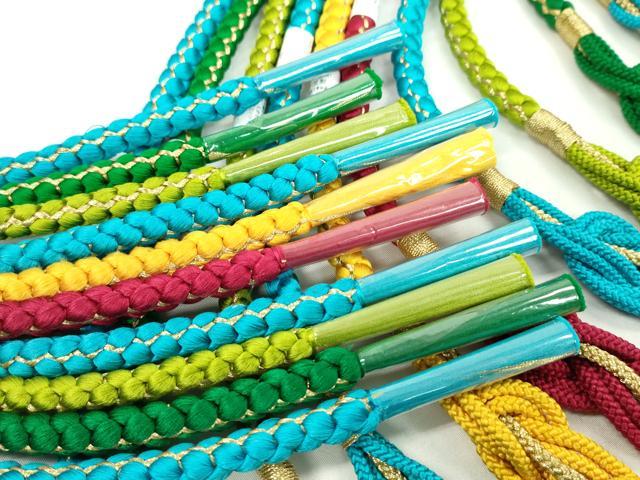 平和屋着物○和装小物 振袖用飾り付き帯締め10本セット パール 金糸