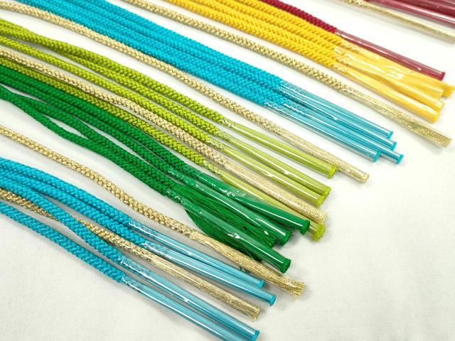 平和屋着物●和装小物　振袖用飾り付き帯締め１０本セット　パール　金糸　切り房　逸品　未使用　CAAX8071ju 平和屋着物○和装小物 振袖用飾り付き帯締め10本セット パール 金糸