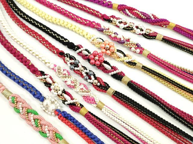 平和屋着物●和装小物　振袖用飾り付き帯締め１０本セット　パール　花　ハート　金糸　逸品　CAAX8191ju