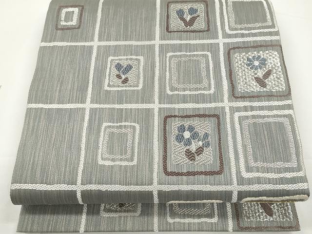 平和屋着物●六通柄袋帯　唐織　美ろーど　市松花文　金銀糸　正絹　逸品　CAAX9201yk