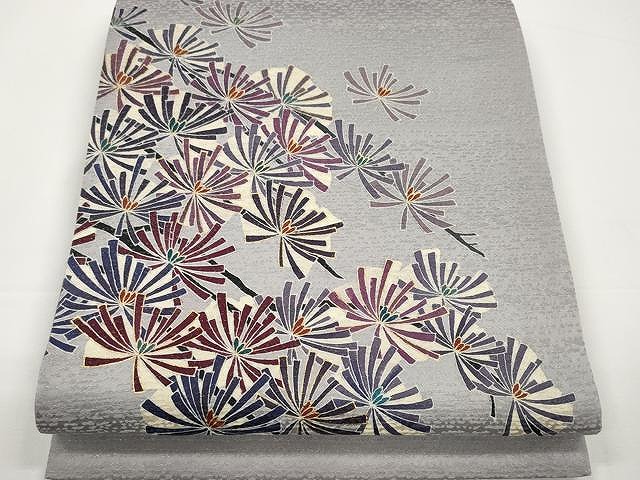 平和屋着物●六通柄袋帯　作家物　枝菊文　金彩　正絹　逸品　CAAX9205yk