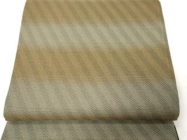 平和屋着物○両面 全通柄袋帯 横段市松吉祥文 黒地 金糸