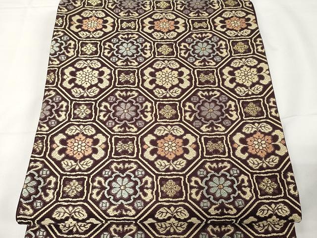 平和屋着物●六通柄袋帯　唐織　名物裂蜀江文　金糸　正絹　逸品　CAAX9256yk