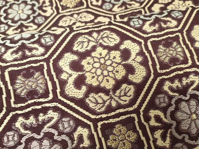 平和屋着物○六通柄袋帯 唐織 名物裂蜀江文 金糸 正絹 逸品
