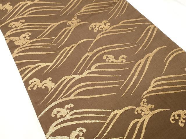 平和屋着物●両面　六通柄袋帯　唐織　草木染　立波舞花文　金糸　正絹　逸品　CAAX9265yk 平和屋着物○両面 六通柄袋帯 唐織 草木染 立波舞花文 金糸 正絹 逸品