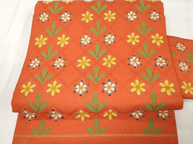 平和屋着物○西陣 川島織物 唐織 九寸名古屋帯 舞花文 金糸 正絹