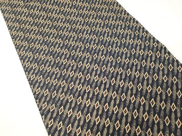 平和屋着物○全通柄袋帯 花結い 斜線文 黒地 証紙付き 正絹