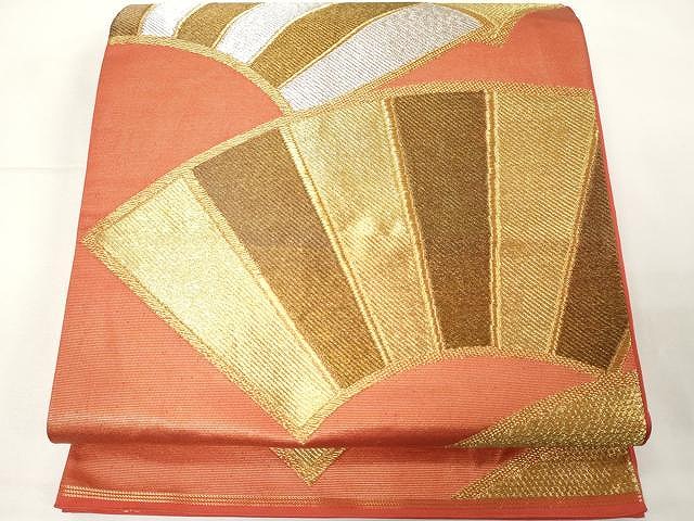 平和屋着物●西陣　川島織物　六通柄　本袋帯　地紙重ね文　金銀糸　正絹　逸品　CAAX9362yk
