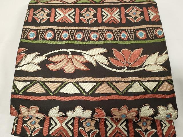 平和屋着物●西陣　川島織物　六通柄　本袋帯　唐織　横段花文　正絹　逸品　CAAX9369yk