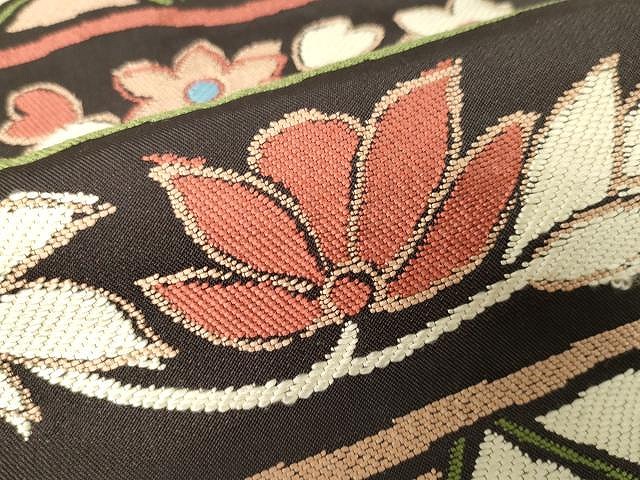 平和屋着物○西陣 川島織物 六通柄 本袋帯 唐織 横段花