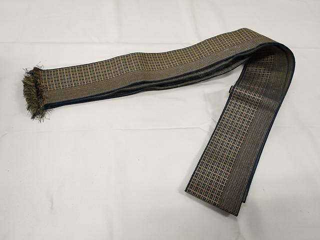 平和屋着物○男性 本場筑前博多織 角帯 格子柄 正絹 逸品 CAAX9386yk