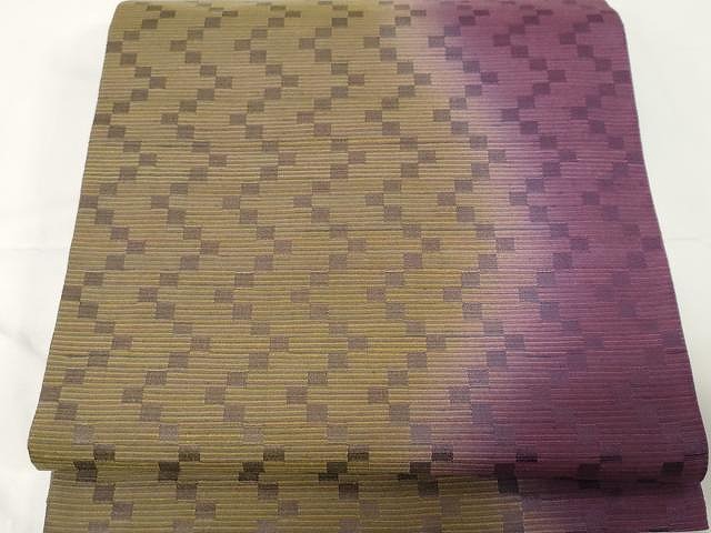 平和屋着物●両面　全通柄袋帯　紬地　霞文　正絹　逸品　CAAX9404yk