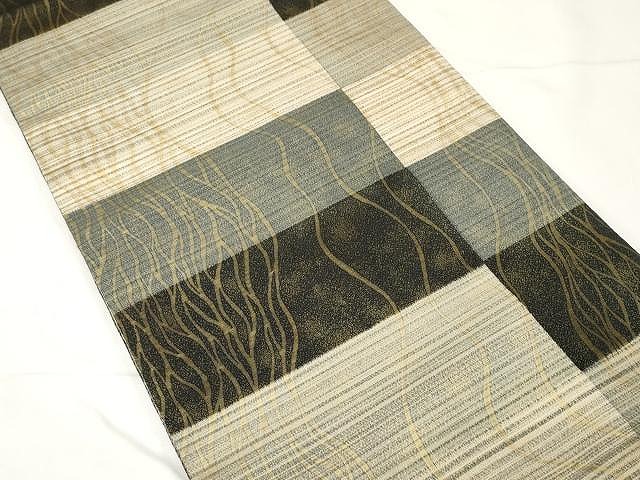 平和屋着物○スリーシーズン 春夏秋 両面 六通柄袋帯 泥染め