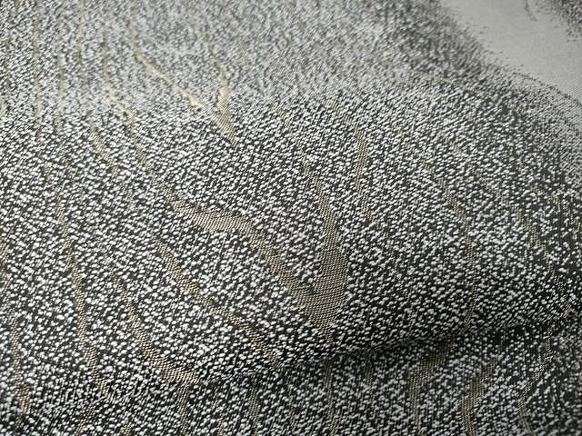 平和屋着物○六通柄袋帯 杢目文 黒地 銀糸 正絹 逸品 CAAX9424yk