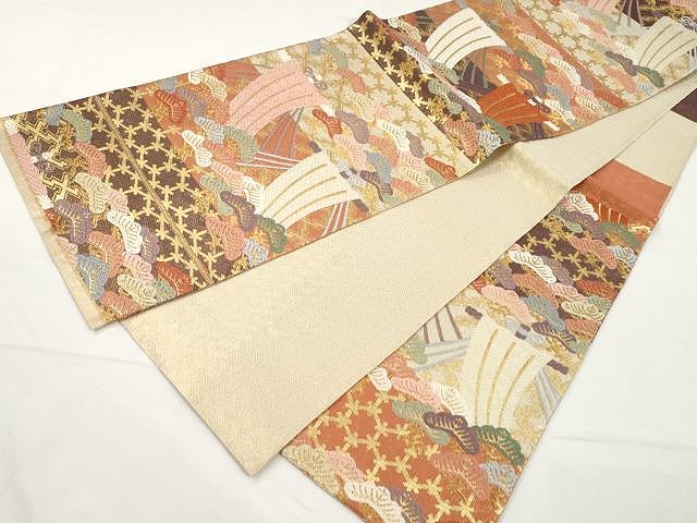 平和屋着物○佐賀錦 六通柄袋帯 唐織 吉祥枝松文 金糸 正絹