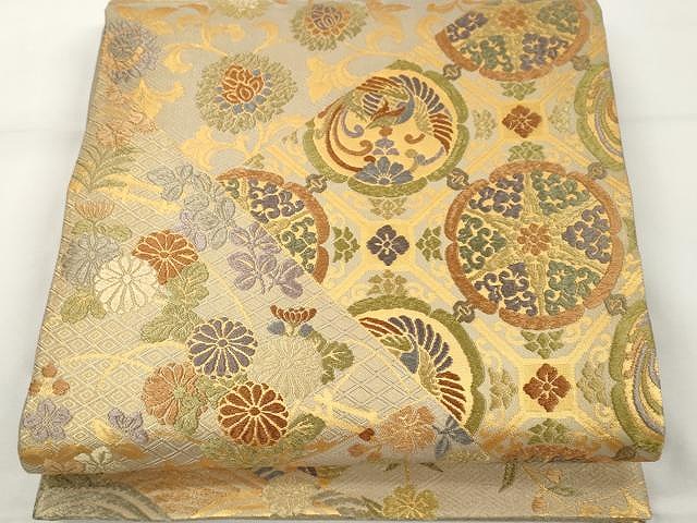 平和屋着物●佐賀錦　六通柄袋帯　唐織　鳳凰花文　金糸　正絹　逸品　未使用　CAAX9452yk