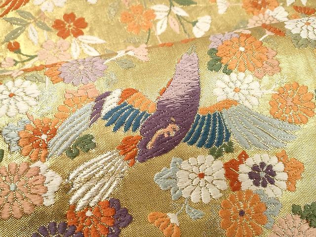 平和屋着物○佐賀錦 六通柄袋帯 唐織 飛鳥花文 金糸 正絹