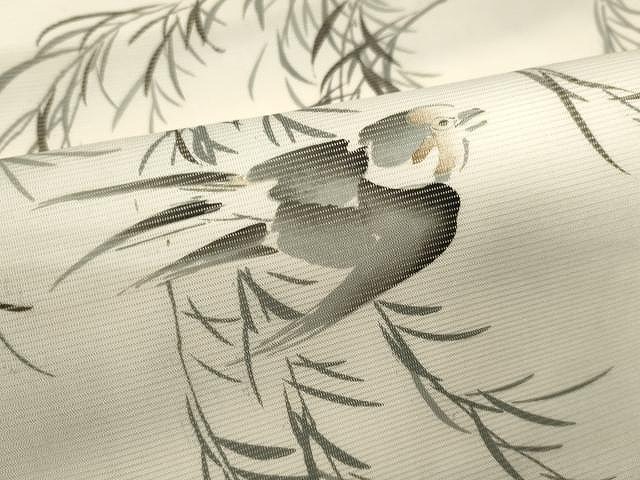 平和屋着物●夏物　創作　九寸名古屋帯　手描き　飛鳥枝笹文　正絹　逸品　CAAX9479yk_2