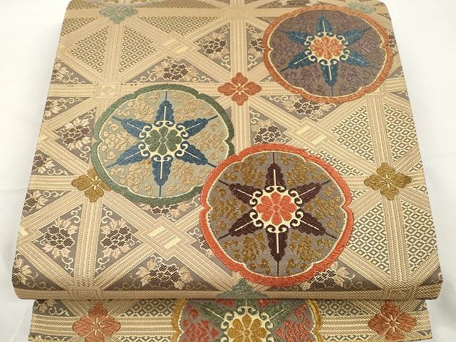 平和屋着物●六通柄袋帯　唐織　天井花文　金糸　正絹　逸品　CAAX9484yk