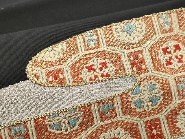 平和屋着物○綴れ 八寸名古屋帯 雲取り吉祥文 黒地 金銀糸