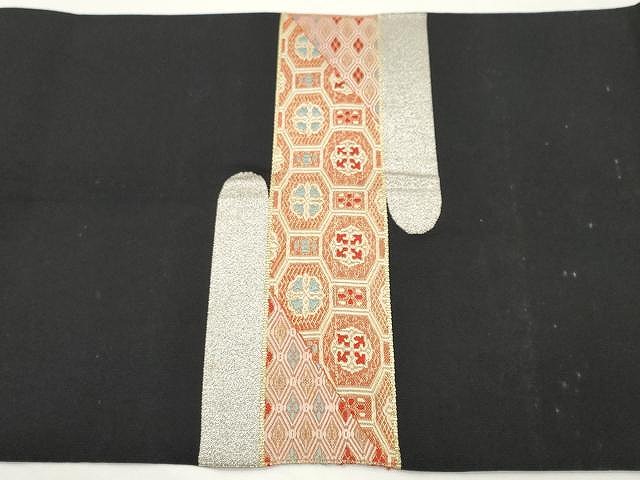 平和屋着物○綴れ 八寸名古屋帯 雲取り吉祥文 黒地 金銀糸