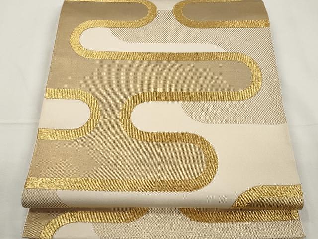 平和屋着物●西陣　川島織物　六通柄　本袋帯　工霞文　金糸　正絹　逸品　CAAX9493yk