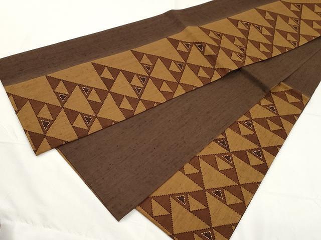 平和屋着物○六通柄袋帯 紬地 刺し子 吉祥文 正絹 逸品 CAAX9502yk