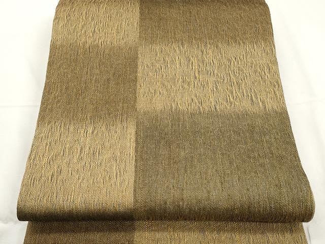 平和屋着物▽スリーシーズン　春夏秋　全通柄袋帯　市松文　金糸　正絹　逸品　CAAX9503yk