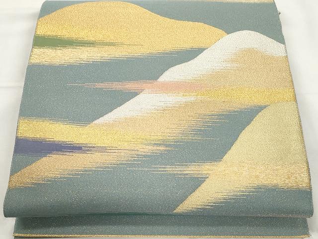 平和屋着物●綴れ　太鼓柄袋帯　遠山文　金銀糸　正絹　逸品　CAAX9506yk