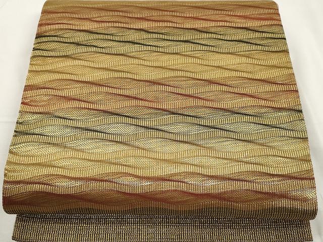 平和屋着物●ひなや工房　くむ・あむ・おる　伊豆蔵明彦　太鼓柄袋帯　横段文　金糸　正絹　逸品　CAAX9508yk