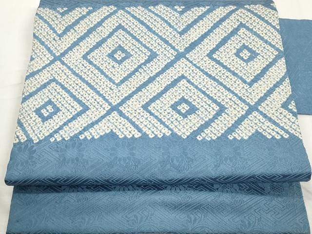 平和屋着物●九寸名古屋帯　絞り　吉祥文　縹色　正絹　逸品　CAAX9524yk