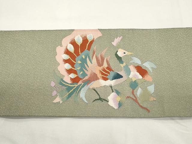 平和屋着物●爪＆#25620；き本綴れ　八寸名古屋帯　ワンポイント花丸文　水柿色　正絹　逸品　CABA2371dy 平和屋着物○爪＆#25620；き本綴れ 八寸名古屋帯 孔雀花