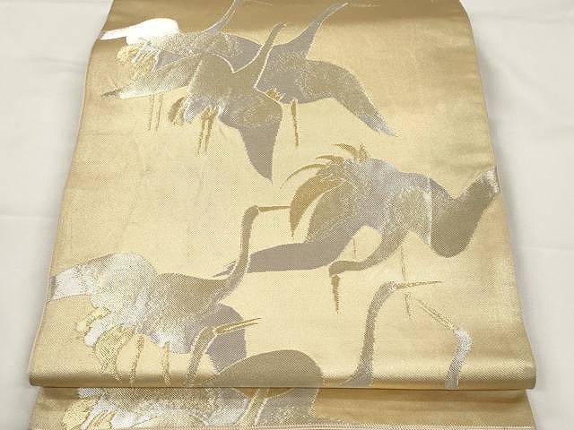 平和屋着物●西陣　川島織物　六通柄　本袋帯　群鶴文　金銀糸　正絹　逸品　CAAX9543yk