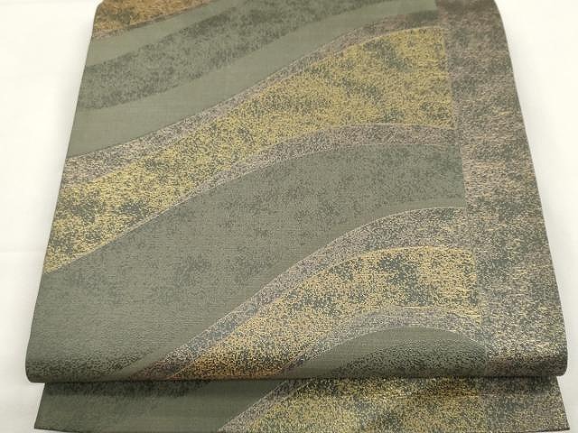 平和屋着物●六通柄袋帯　流線文　花絲　都喜ヱ門　金糸　正絹　逸品　CAAX9545yk