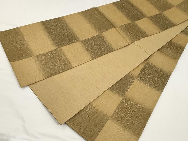 平和屋着物▽スリーシーズン　春夏秋　全通柄袋帯　櫛織　市松文　正絹　逸品　CAAX9560yk