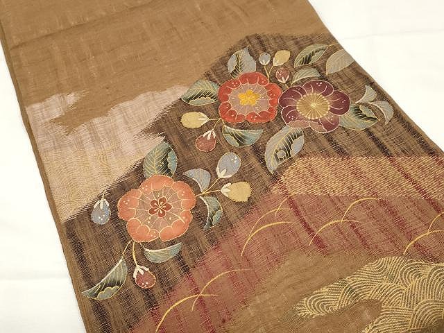 平和屋着物▽スリーシーズン　春夏秋　太鼓柄袋帯　刺繍　櫛織　舞花文　金彩　正絹　逸品　CAAX9563yk_1