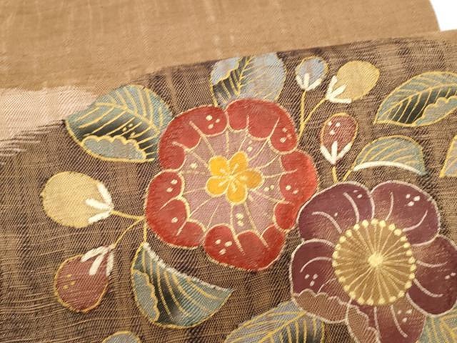 平和屋着物▽スリーシーズン　春夏秋　太鼓柄袋帯　刺繍　櫛織　舞花文　金彩　正絹　逸品　CAAX9563yk_2