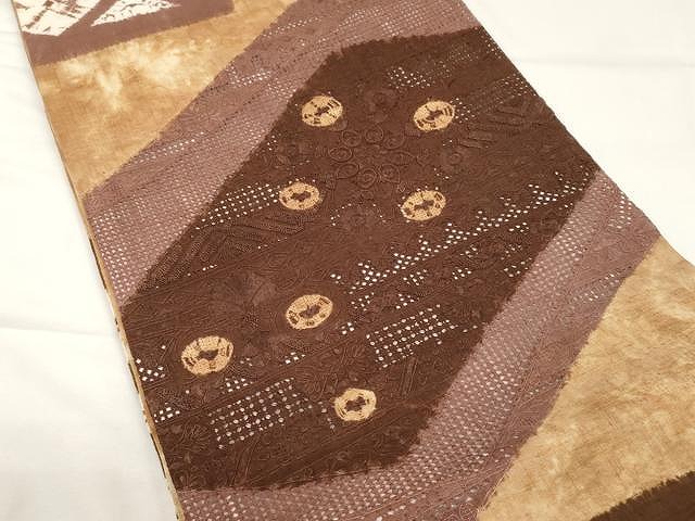 平和屋着物●中国三大刺繍　スワトウ刺繍　相良刺繍　全通柄袋帯　紬地　吉祥花文　絞り　正絹　逸品　CAAX9570yk 平和屋着物○中国三大刺繍 スワトウ刺繍 相良刺繍 全通柄袋帯