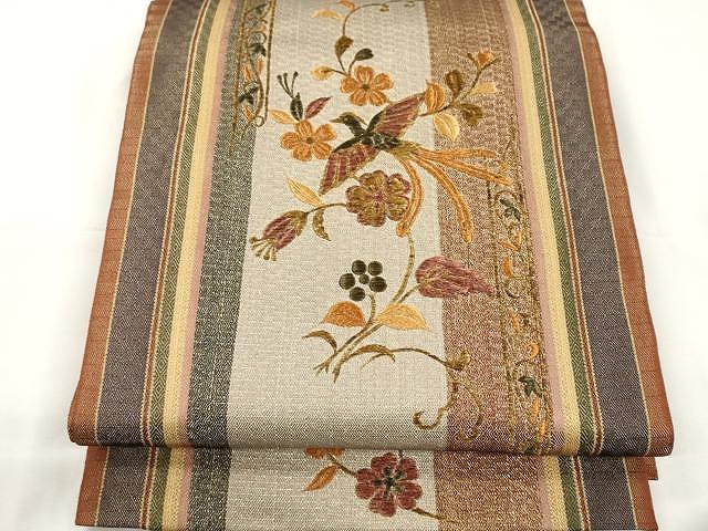 平和屋着物●ひなや工房　くむ・あむ・おる　伊豆蔵明彦　太鼓柄袋帯　総刺繍　鳳凰花文　金糸　正絹　逸品　CAAX9571yk