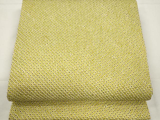 平和屋着物●創作　九寸開き名古屋帯　総絞り　緑黄色　正絹　逸品　CAAX9590yk