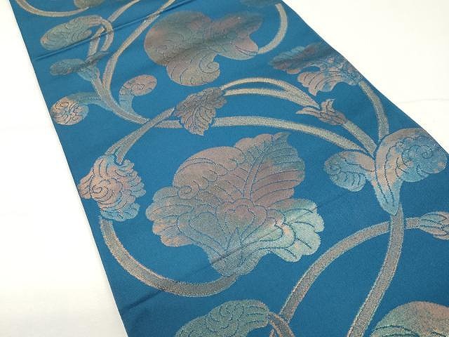 平和屋着物○織物一筋名門 織悦 全通柄 本袋帯 花唐草
