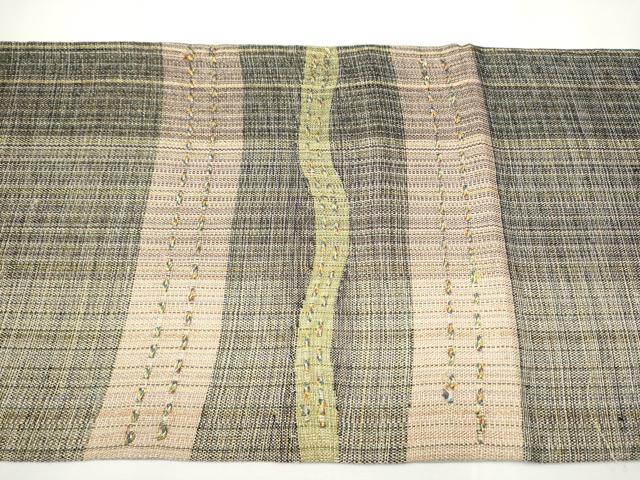 平和屋着物●太鼓柄袋帯　よろけ縞　金糸　正絹　逸品　CAAY2416hy 平和屋着物○太鼓柄袋帯 よろけ縞 金糸 正絹 逸品 CAAY2416hy 平和屋