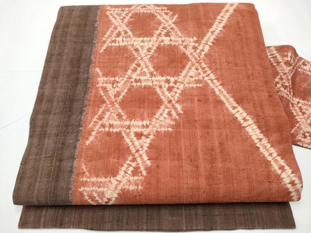 平和屋着物●九寸名古屋帯　紬地　絞り　籠目　正絹　逸品　CAAY2441hy