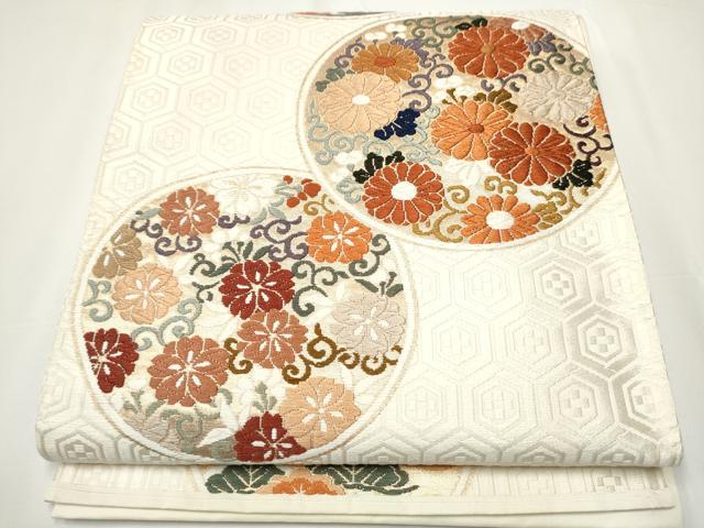 平和屋着物●六通柄袋帯　唐織　草花丸文　金糸　正絹　逸品　CAAY2483hy