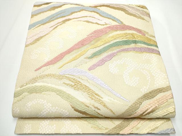 平和屋着物●西陣　丸勇謹製　六通柄袋帯　唐織　流水文　金糸　証紙付き　上代25万　正絹　逸品　CAAY2492hy