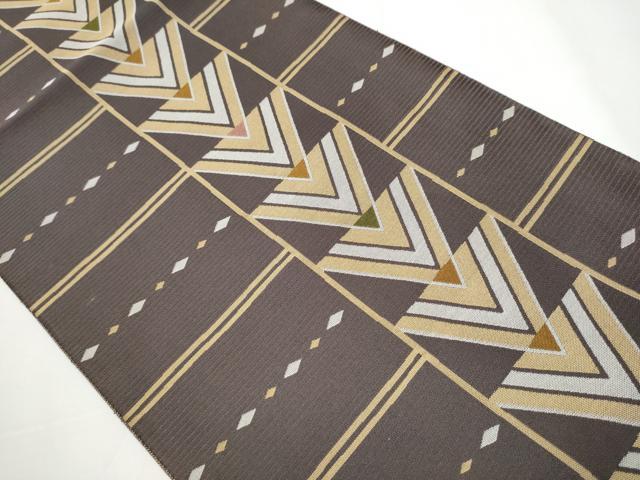 平和屋着物○両面 全通柄袋帯 作家物 紹巴全通織 幾何