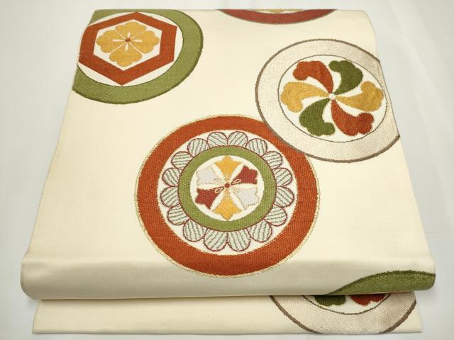 平和屋着物●六通柄　本袋帯　唐織　花丸文　金糸　正絹　逸品　CAAY2514hy