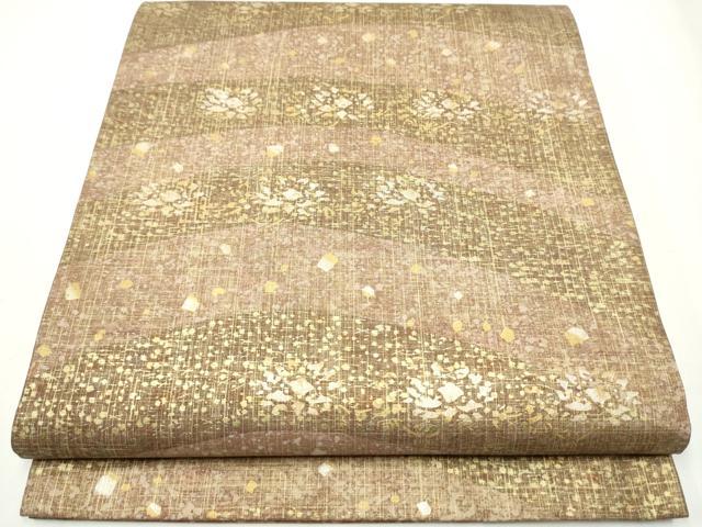 平和屋着物●石川県指定無形文化財　牛首紬　白山工房　手織り　全通柄袋帯　花唐草文　金銀彩　正絹　逸品　CAAY2531hy