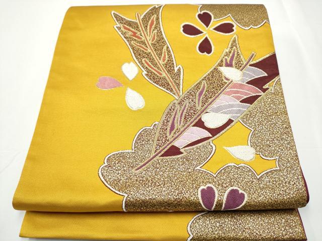 平和屋着物●六通柄袋帯　舞花文　金糸　正絹　逸品　CAAY2546hy